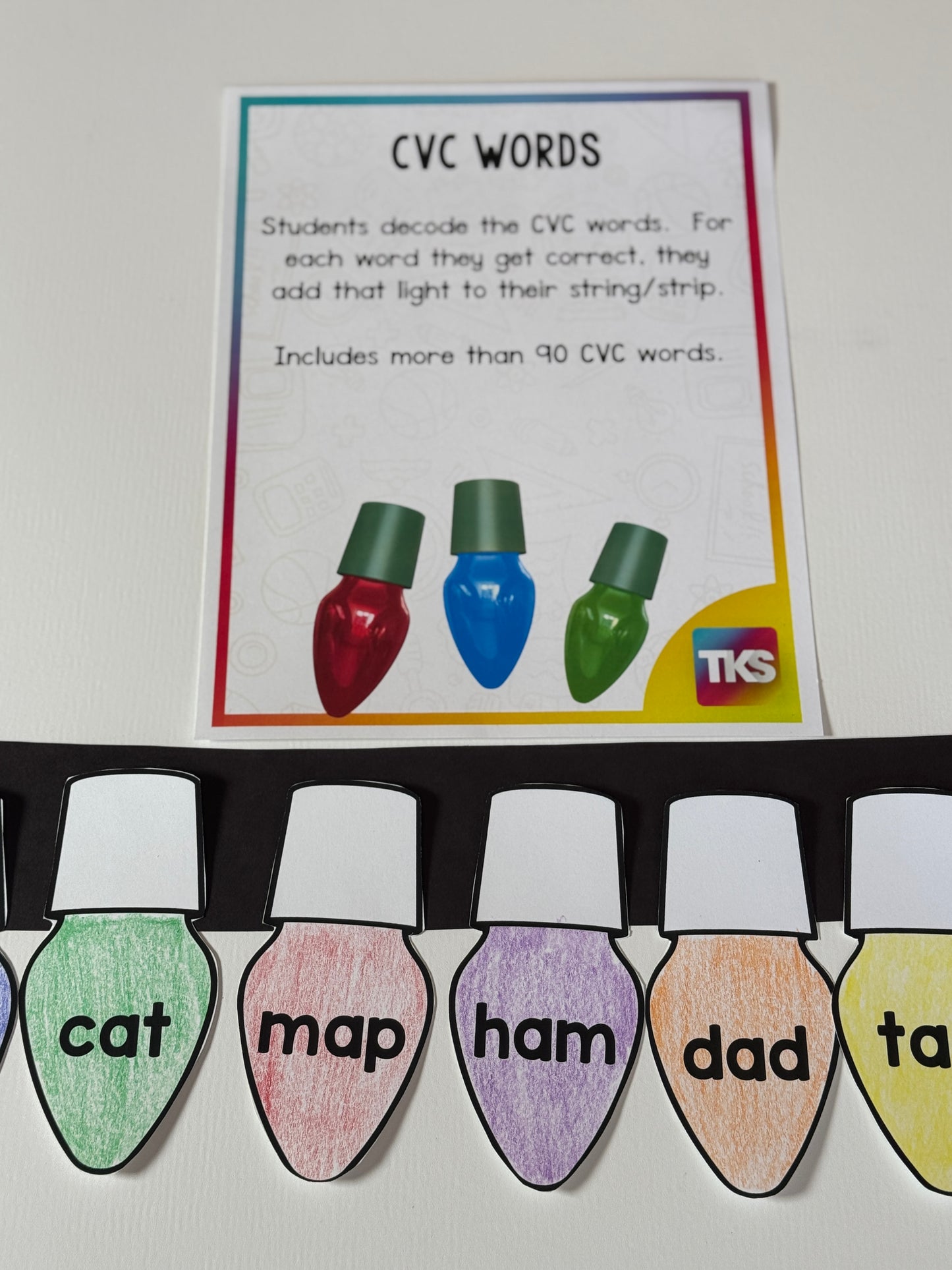 Lighting Up Christmas- Editable Phonics & Sight Word Project for Kindergarten