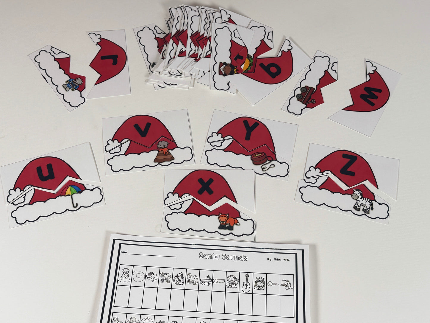 Santa Puzzles: Letters, Sounds, Numbers, and Counting