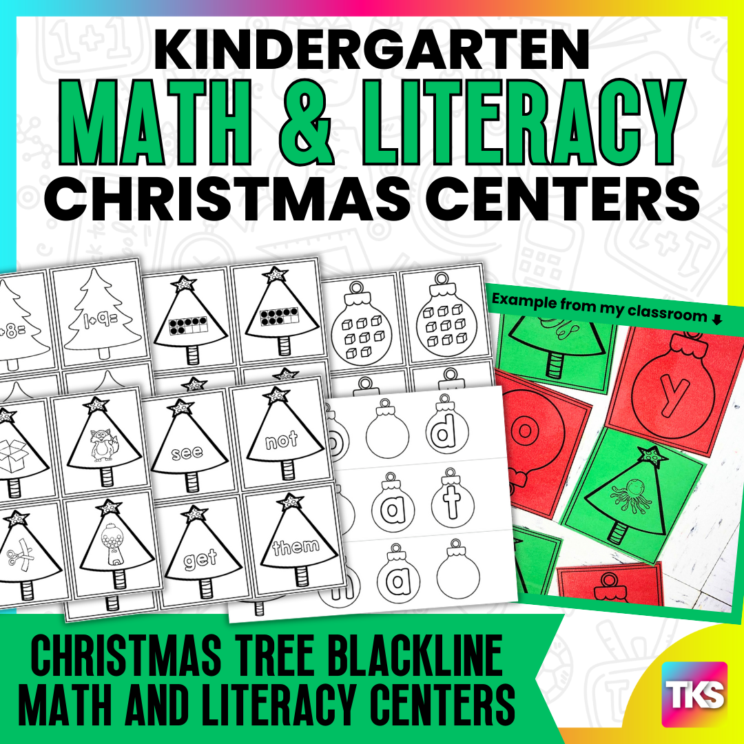 Christmas Tree Blackline Math and Literacy Centers