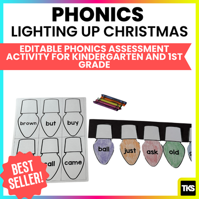 Lighting Up Christmas- Editable Phonics & Sight Word Project for Kindergarten