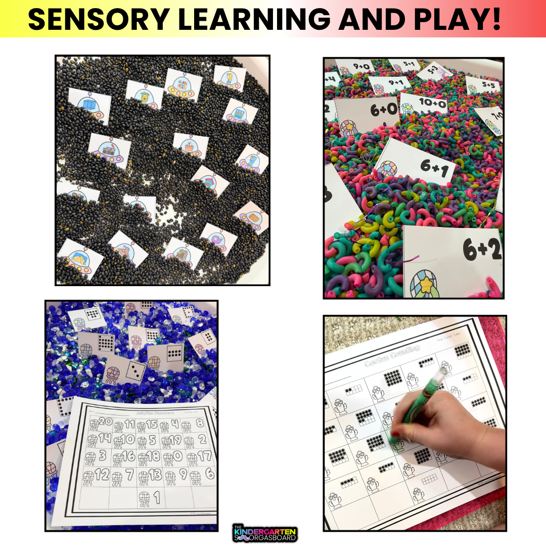 Sensory Bins Kindergarten Math & Phonics Centers | May, Summer And Spring