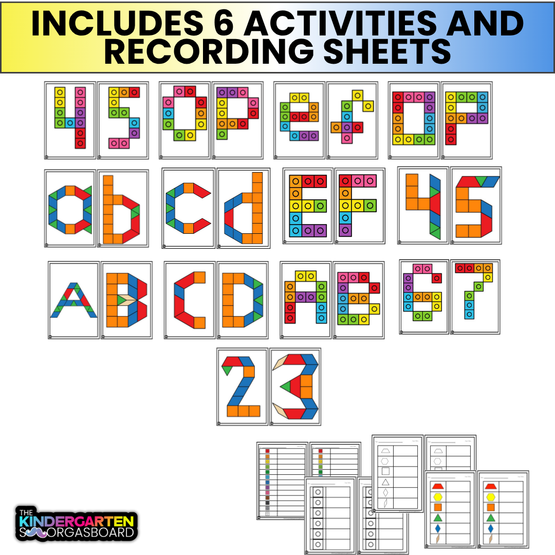 Build It Up! Letters & Numbers Pattern Block & Counting Cube Mats
