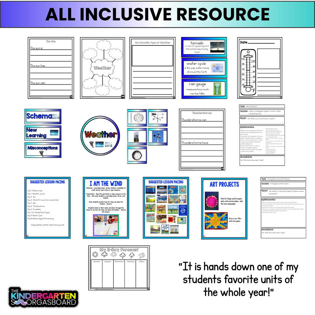 Weather Activities Integrated Science Unit Writing, Drawing Activities for K