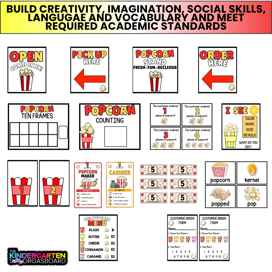 Dramatic Play Center: Dramatic Play Printables: Popcorn Stand And Five Senses