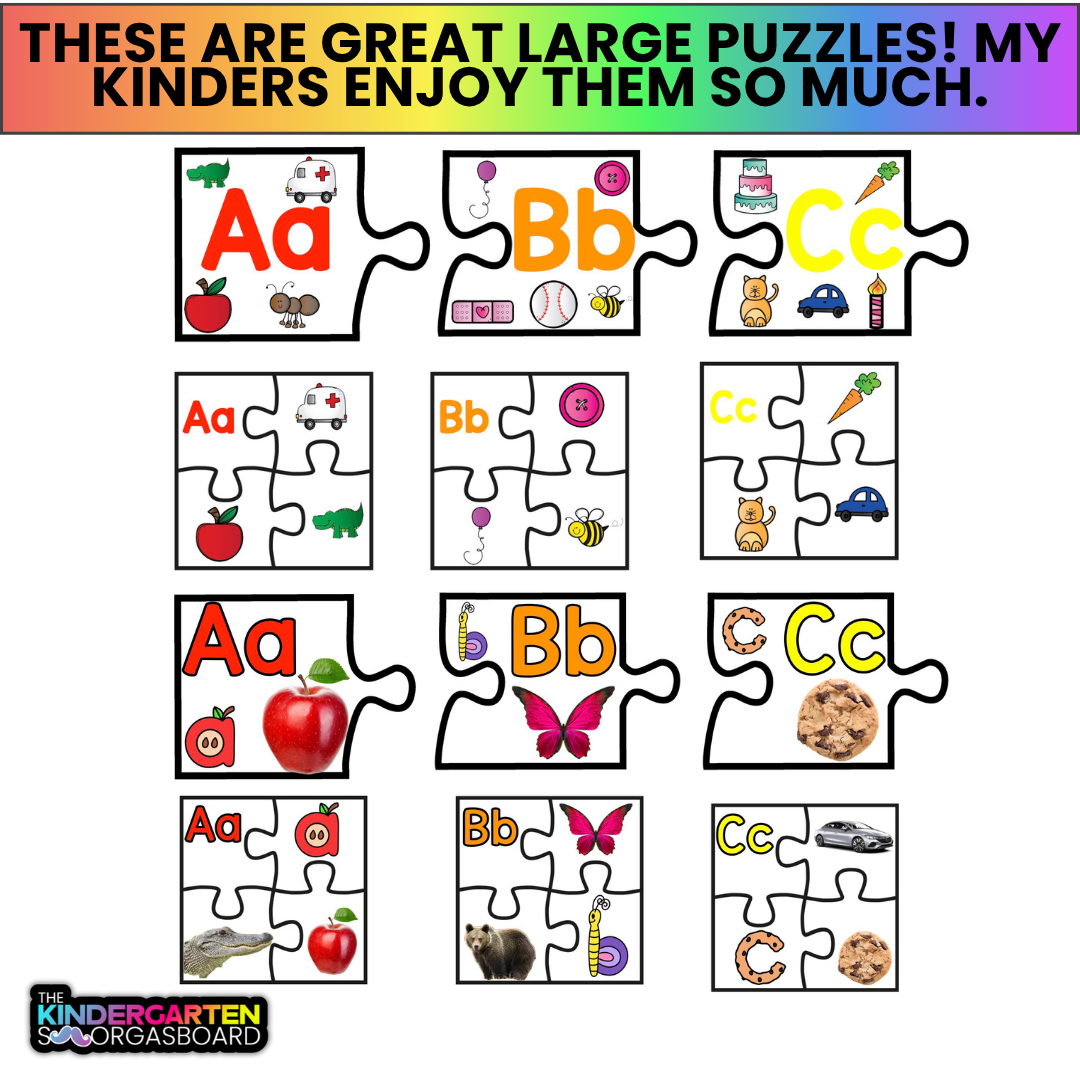 GIANT Letters, Beginning Sounds Floor Puzzles Kindergarten (4 Puzzles)