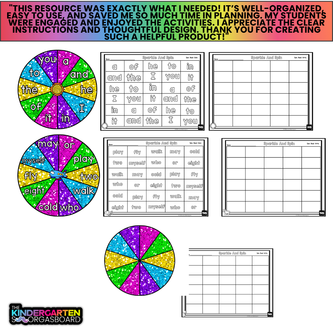 Sparkle Spin Editable Sight Words