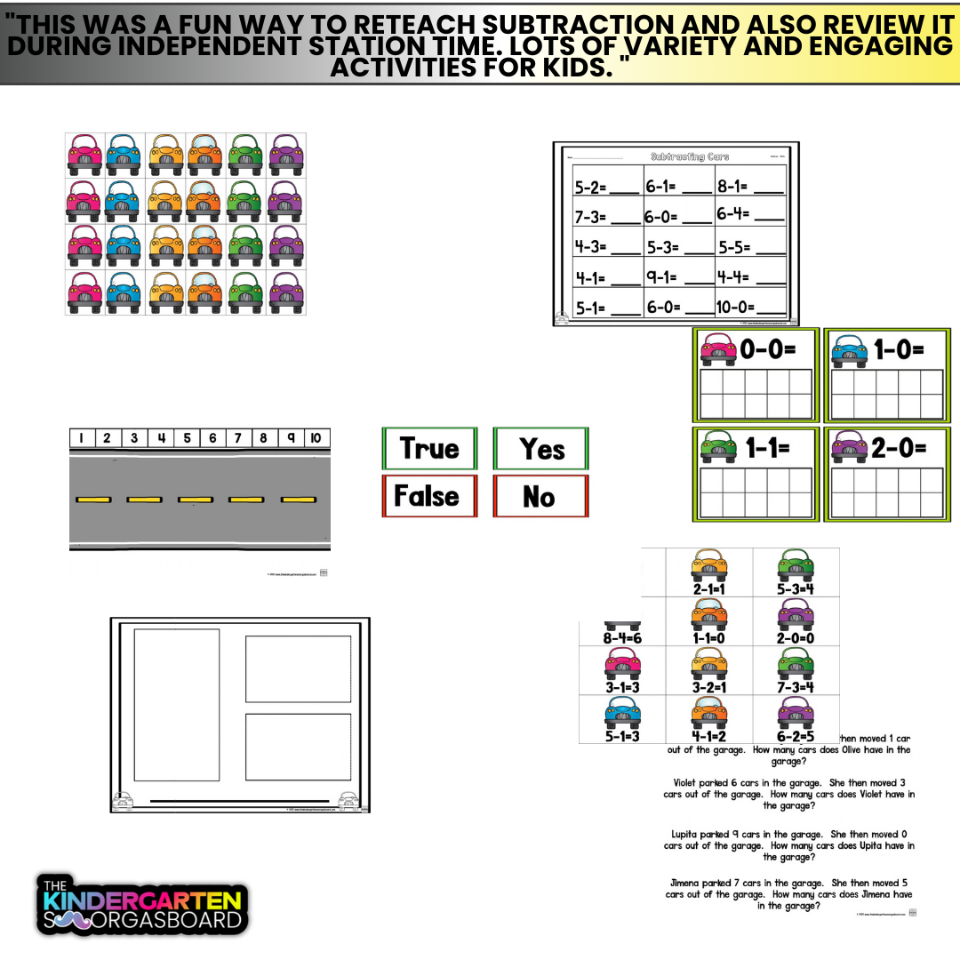 Addition And Subtraction To 10: Adding And Subtracting Cars Bundle