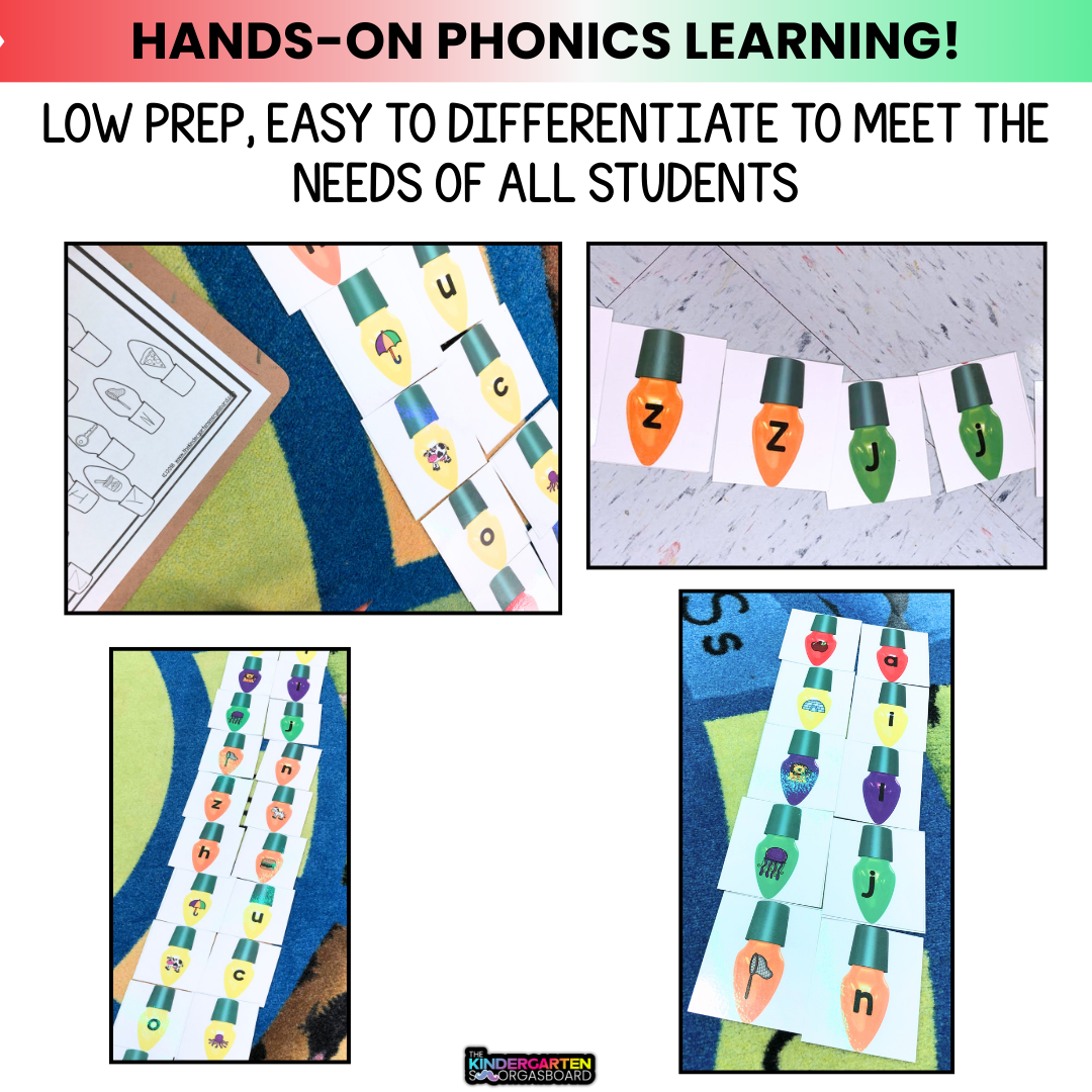 Christmas Lights! Phonics Games: Letters and Sounds for Kindergarten