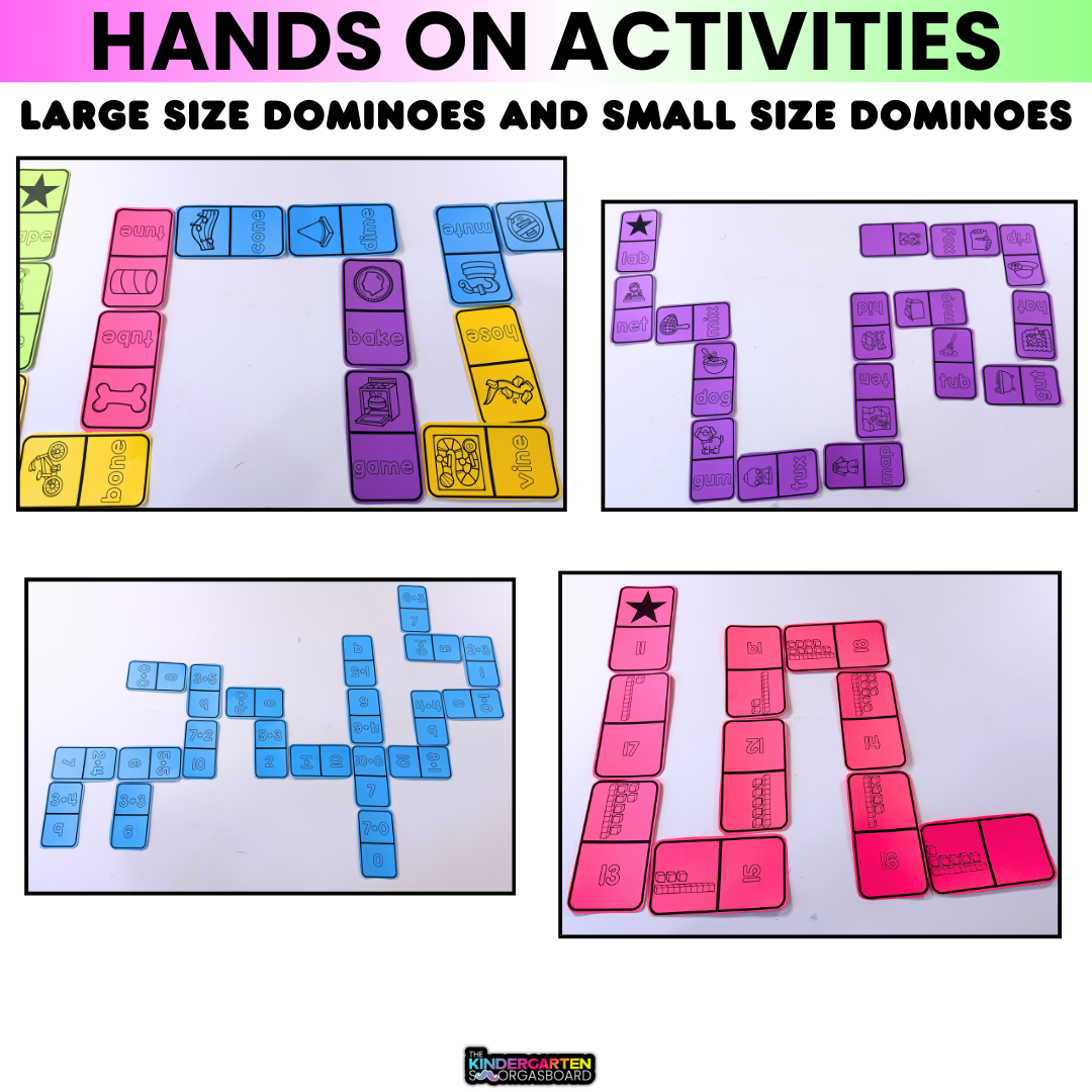 Kindergarten Math & Phonics Domino Games | Phonics Activities & Math Activities
