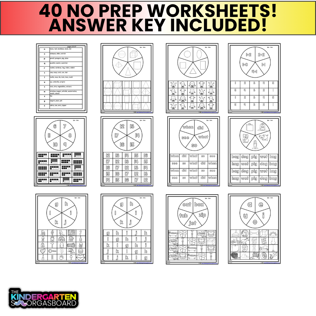 Summer Packet | Summer Worksheets | Spinner Activities | Math & Literacy Review