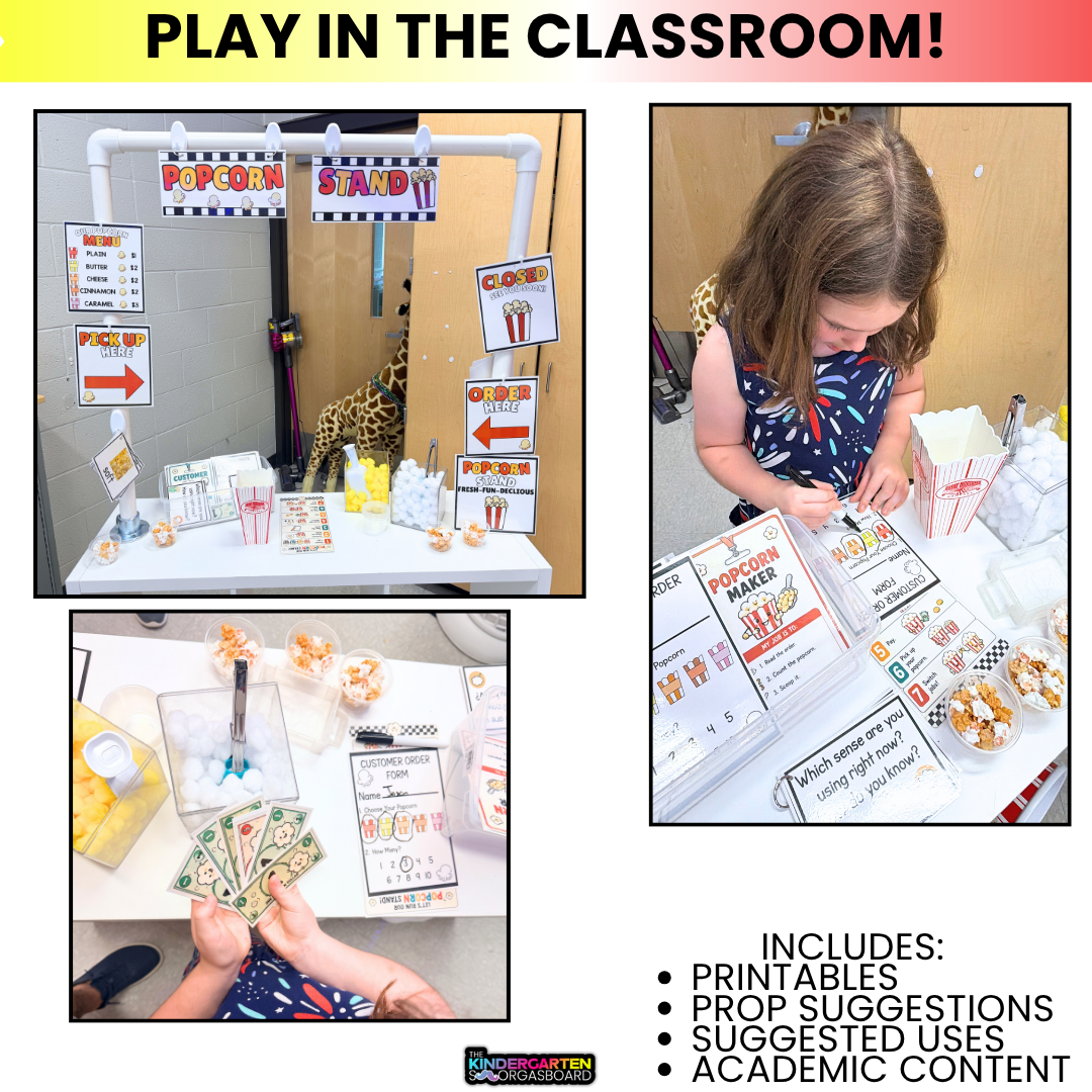 Dramatic Play Center: Dramatic Play Printables: Popcorn Stand And Five Senses