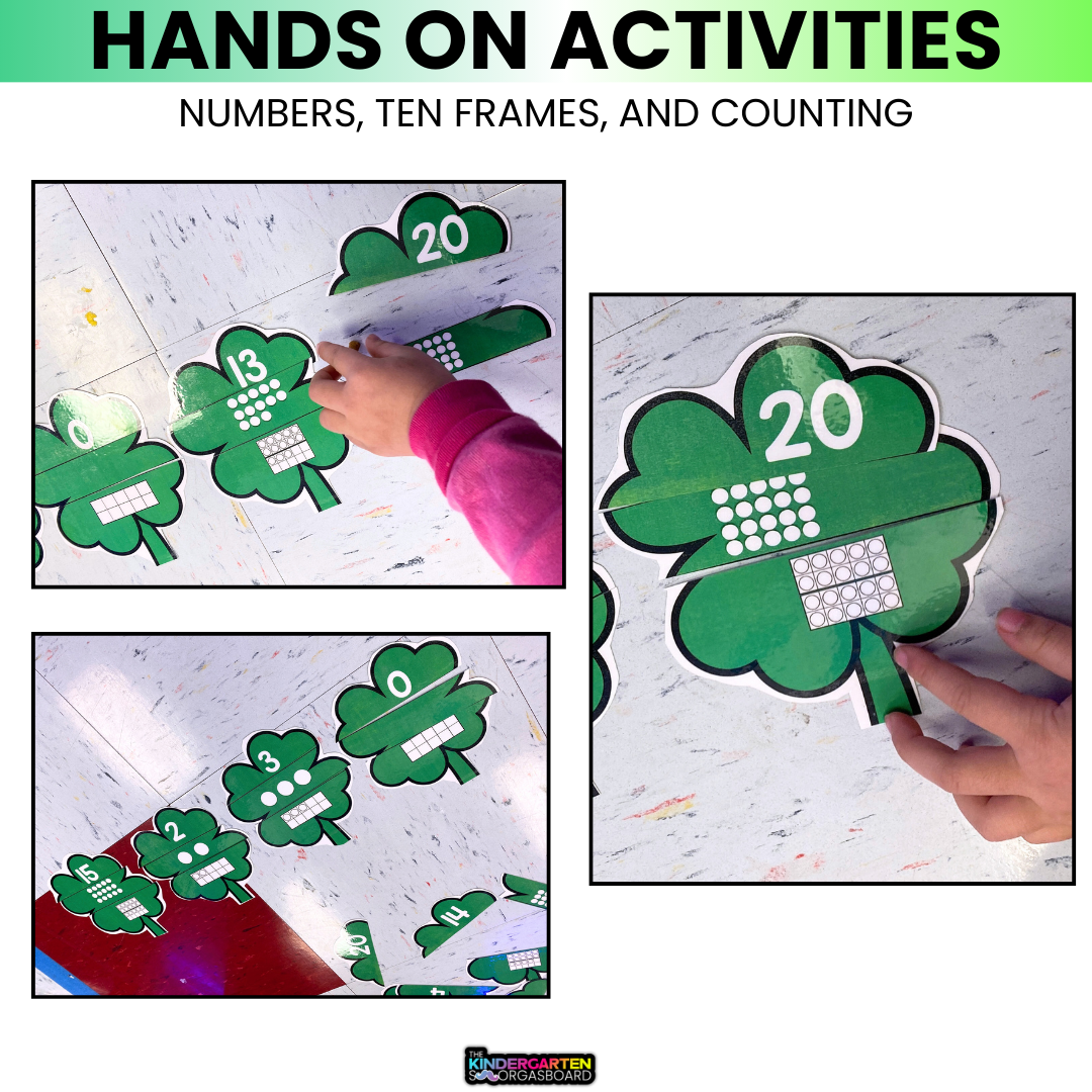 St. Patrick's Day Activities:  Shamrock Numbers & Counting Puzzles