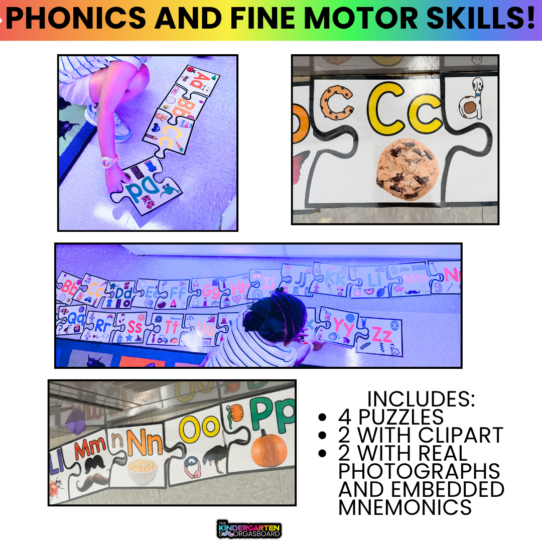 GIANT Letters, Beginning Sounds Floor Puzzles Kindergarten (4 Puzzles)