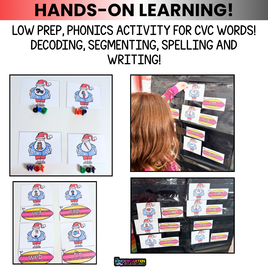 Christmas CVC Words: Surfin Santa CVC Words Activity