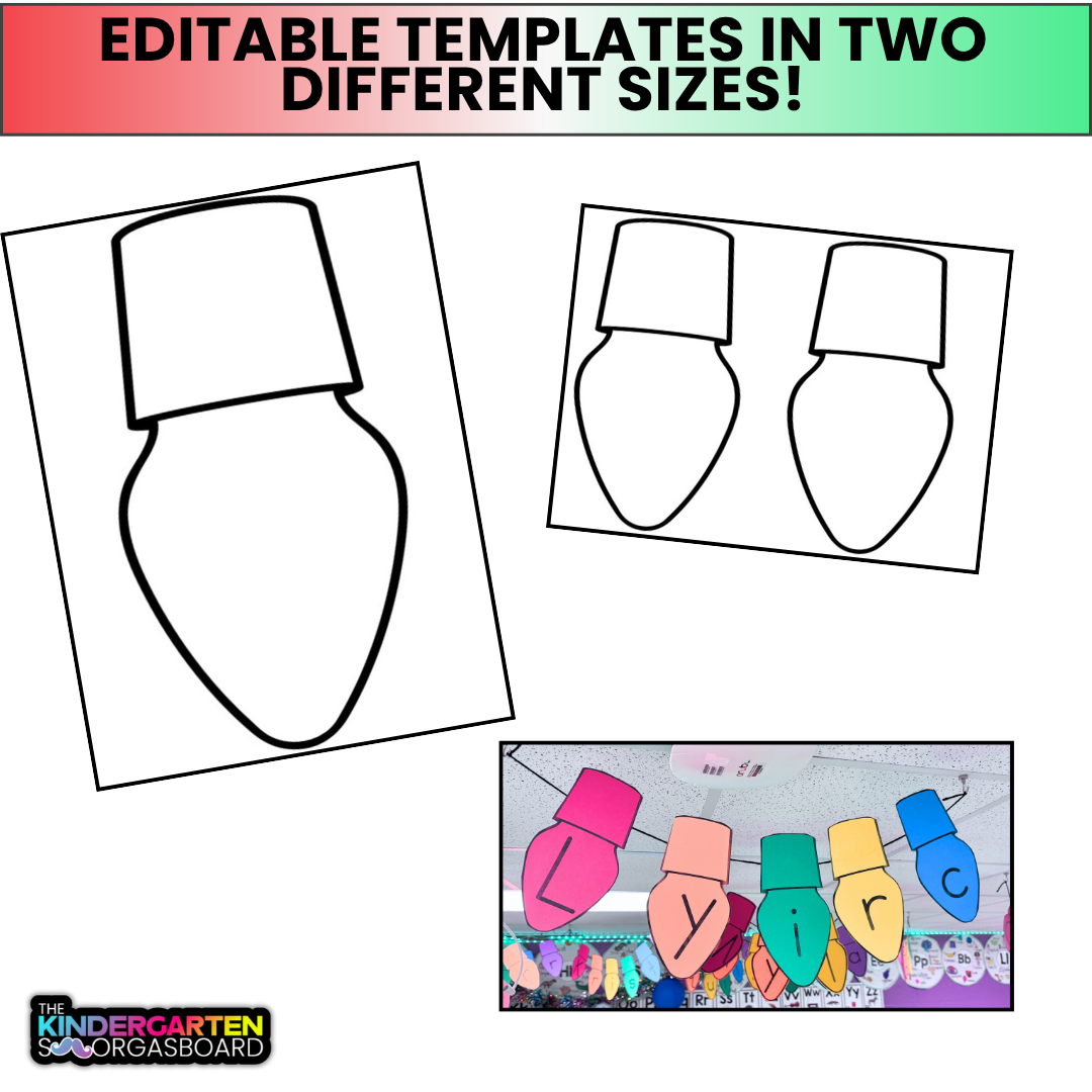 EDITABLE Christmas Light Names Display