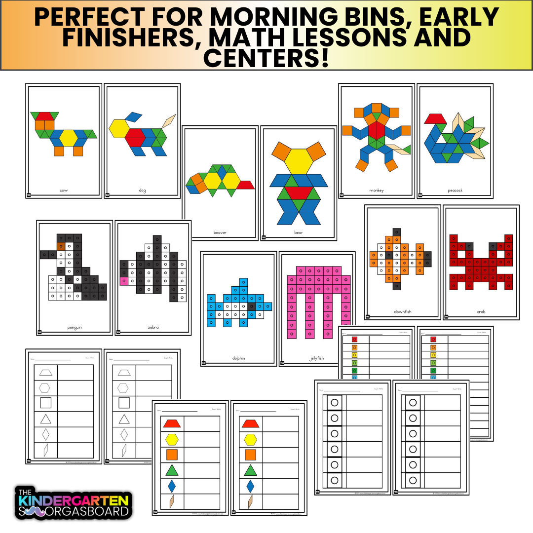 Pattern Block Animal Mats And Counting Cube Animal Mats