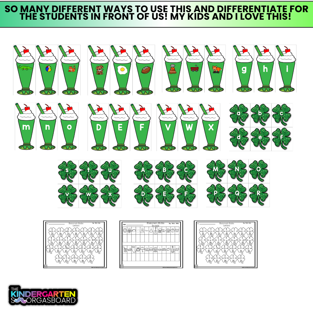 St. Patrick's Day Letters and Sounds: Shamrock Activities