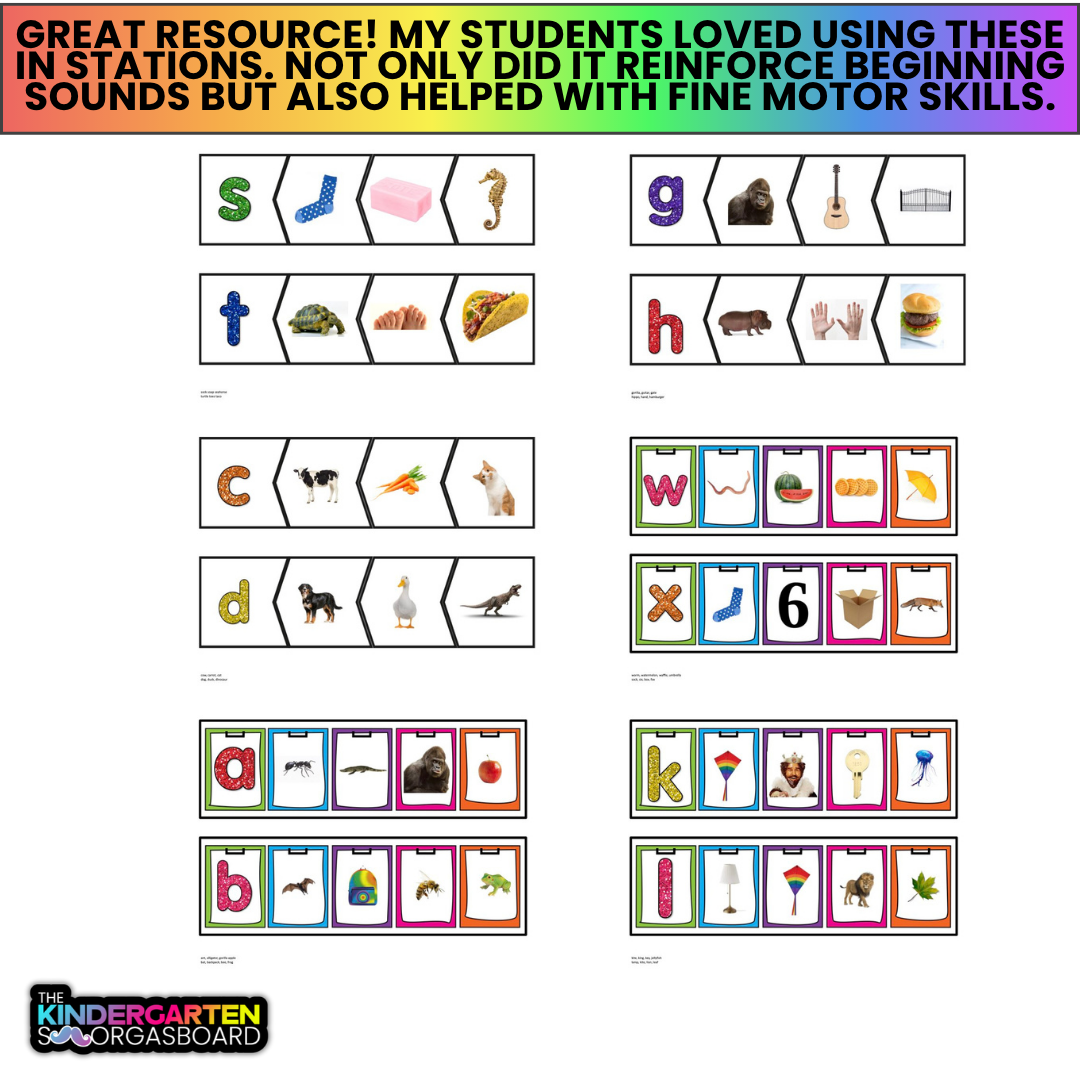 Beginning Sounds Activities-Phonemic Awareness Games-Clip Cards & Sound Puzzles