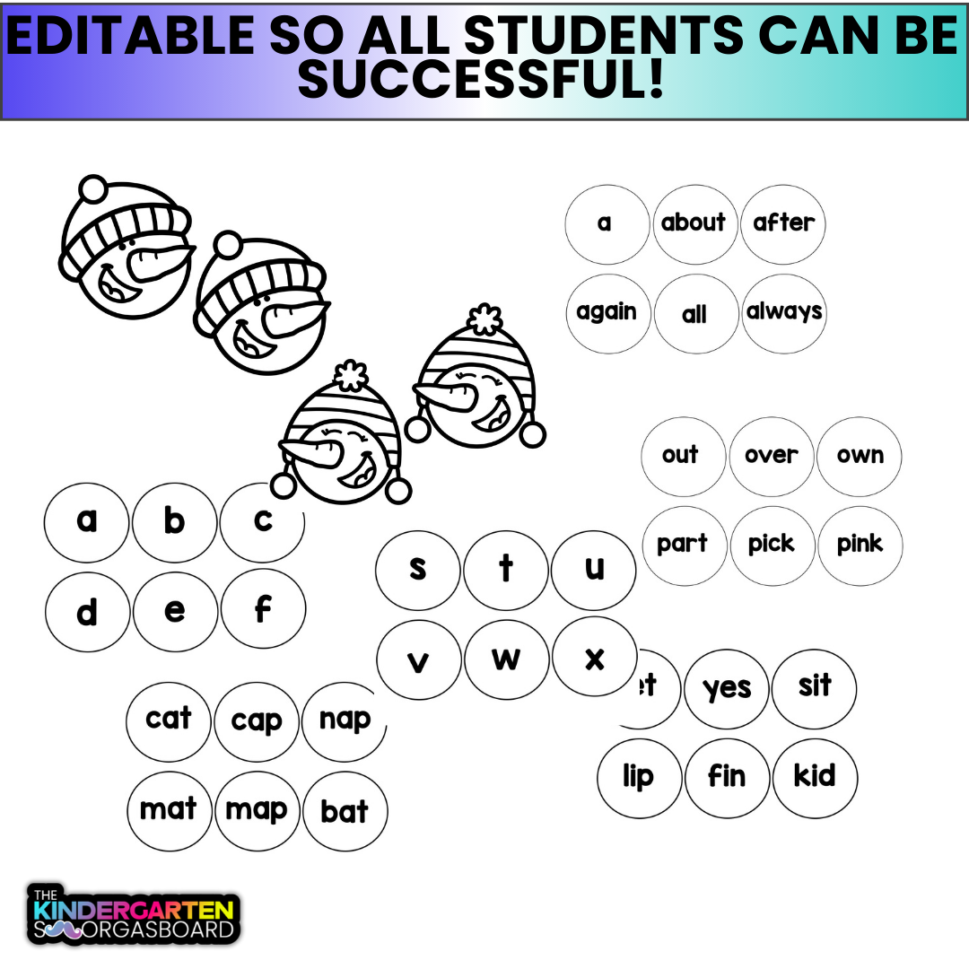 Snowman Craft: Editable Phonics Project And Snowman Activities