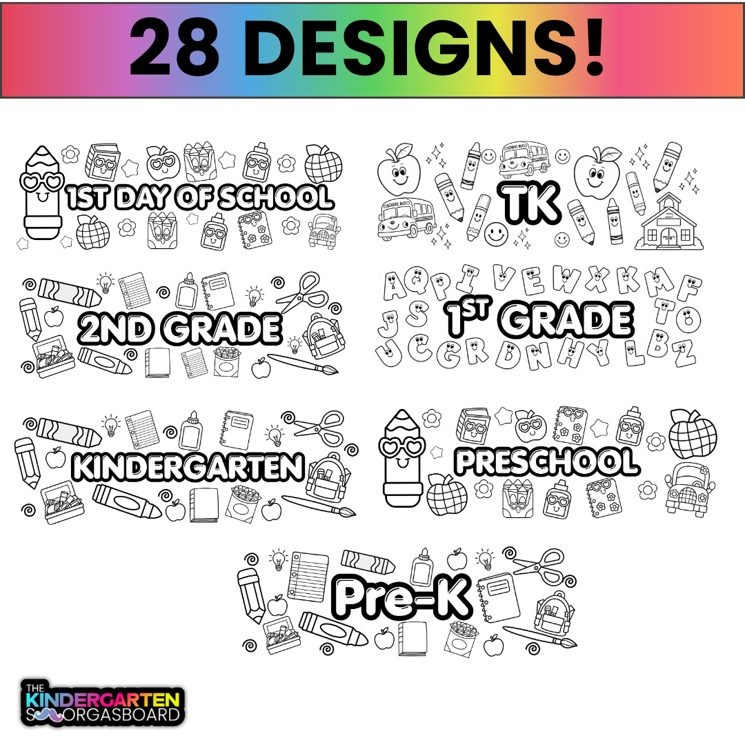 Back to School Coloring Banners | First Day of School Activity |