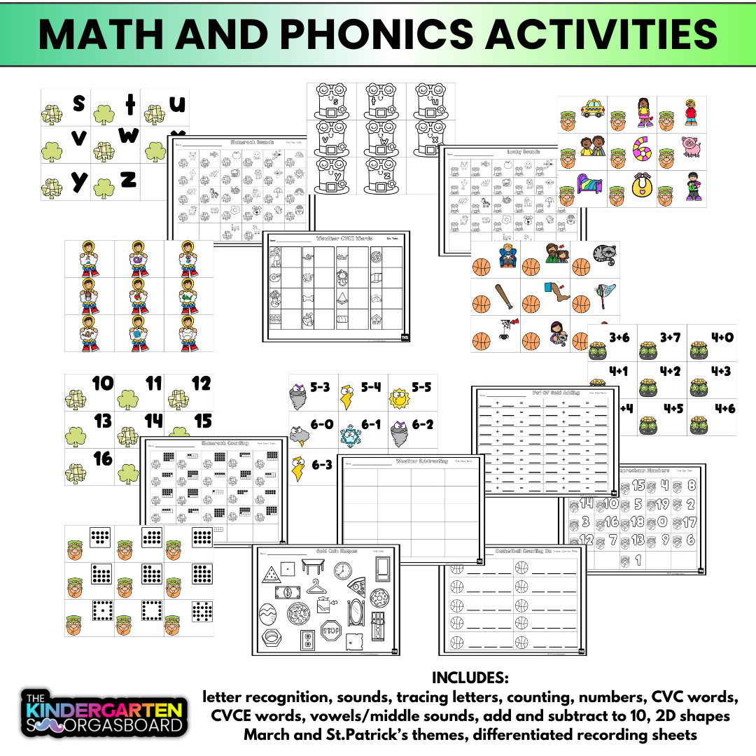 Kindergarten Sensory Bin Activities: March, St. Patrick's Day And Weather