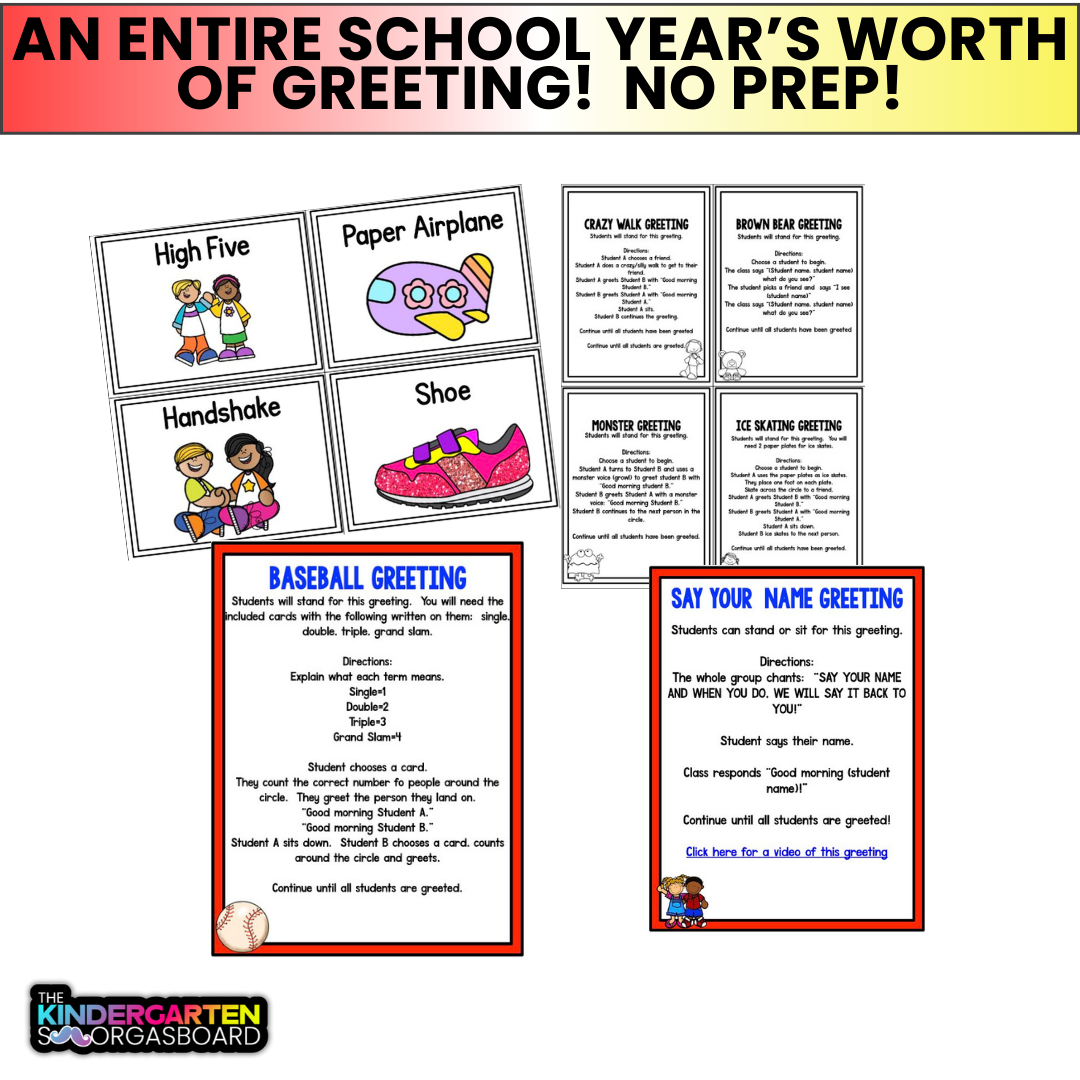 32 Morning Meeting Greetings: Screen Free No Prep Morning Greetings