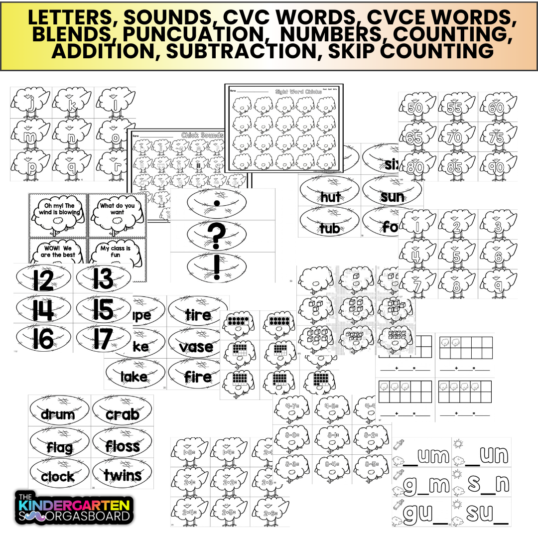 Spring Activities/Easter Activities Blackline Math and Phonics Centers