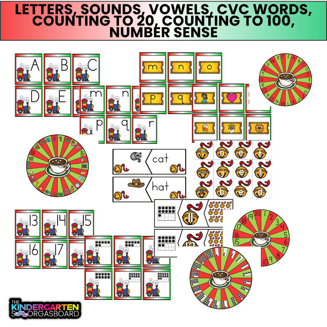 Polar Express Math, Literacy & Phonics Centers for Kindergarten
