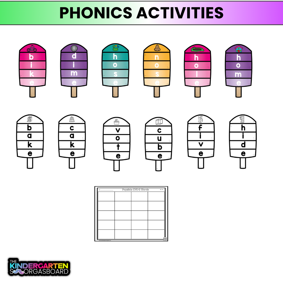 CVCe Words (Silent E) Phonics Centers | Kindergarten Word Work Activities