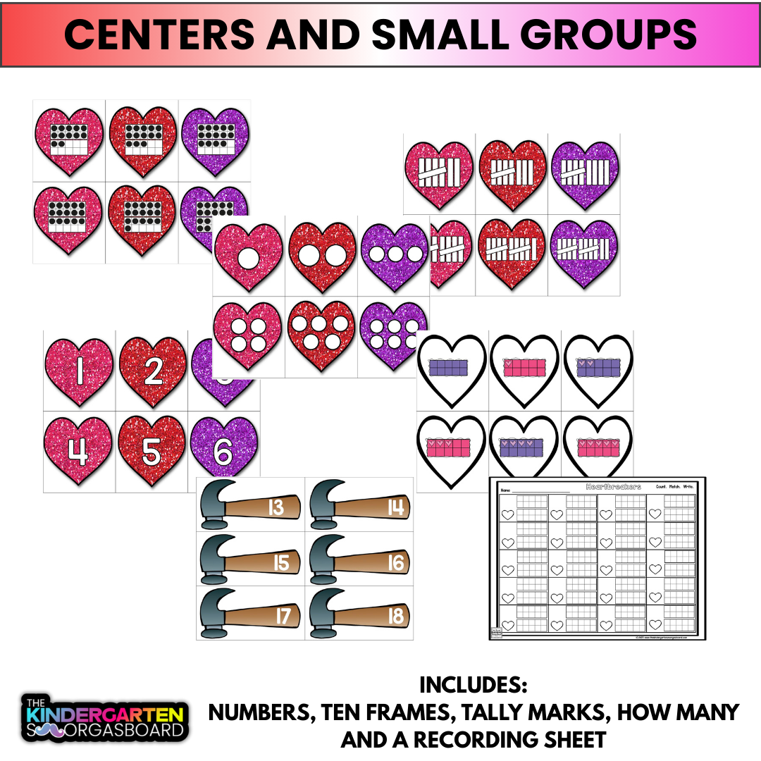 February Activities: Valentine's Math: Numbers And Counting To 20