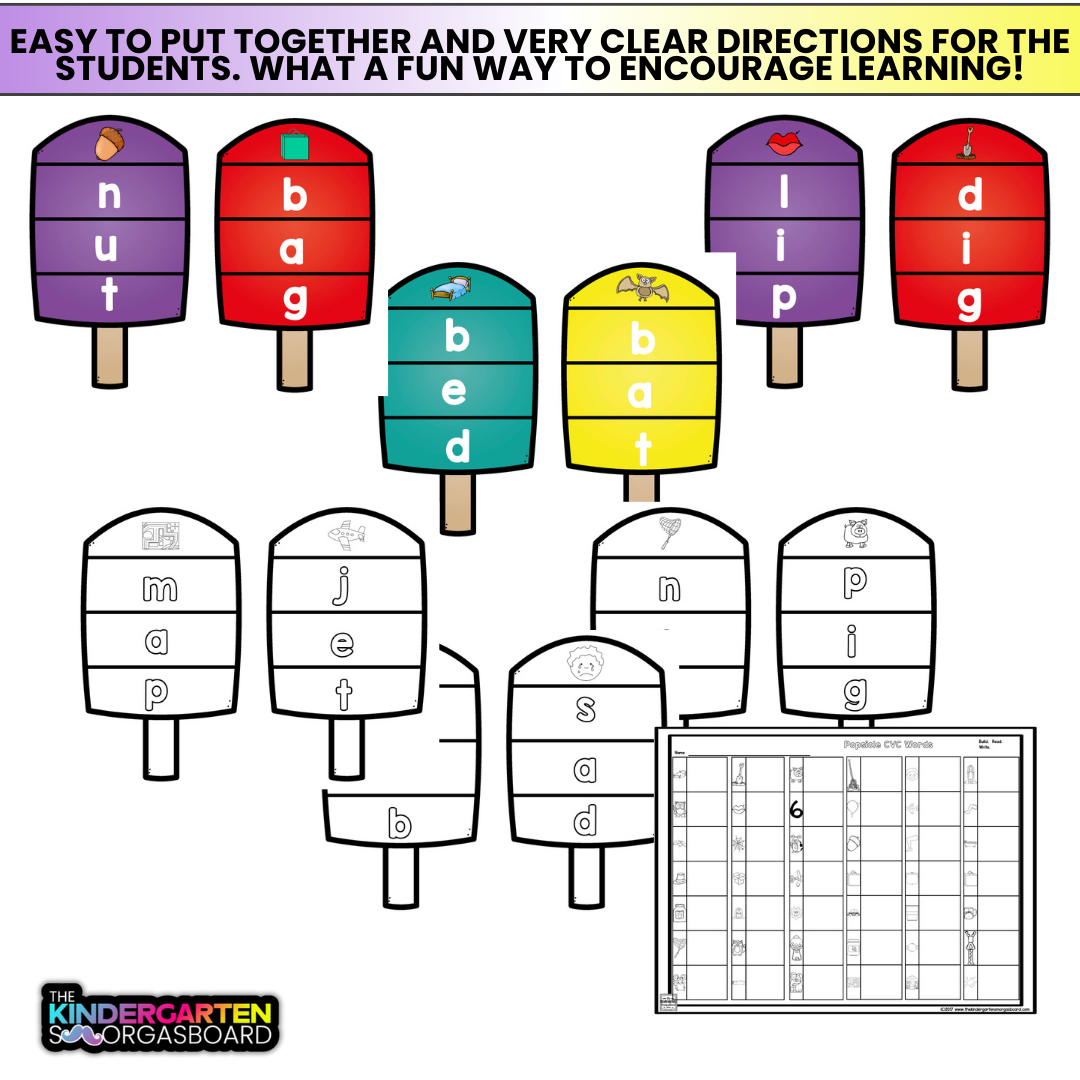 Spring Popsicle CVC Games | Phonics Games for Centers
