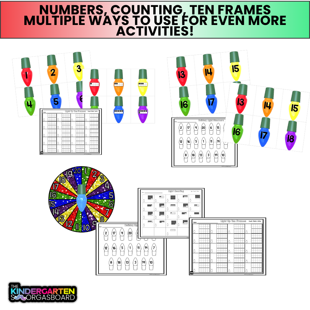 Christmas Activities: Christmas Lights Numbers And Counting Games