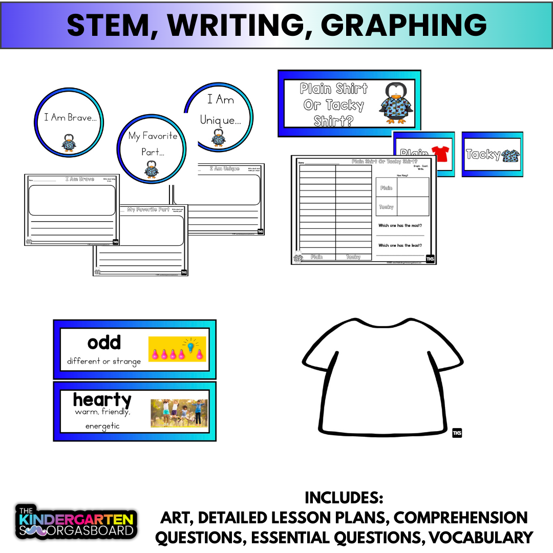 Tacky The Penguin Activities, STEM & Comprehension Worksheets
