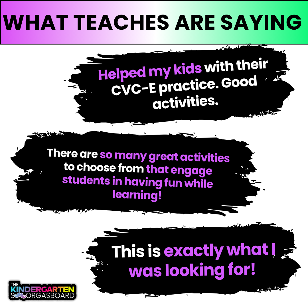 CVC-E Activities and Silent E Worksheets: Vowel Word Work Activities