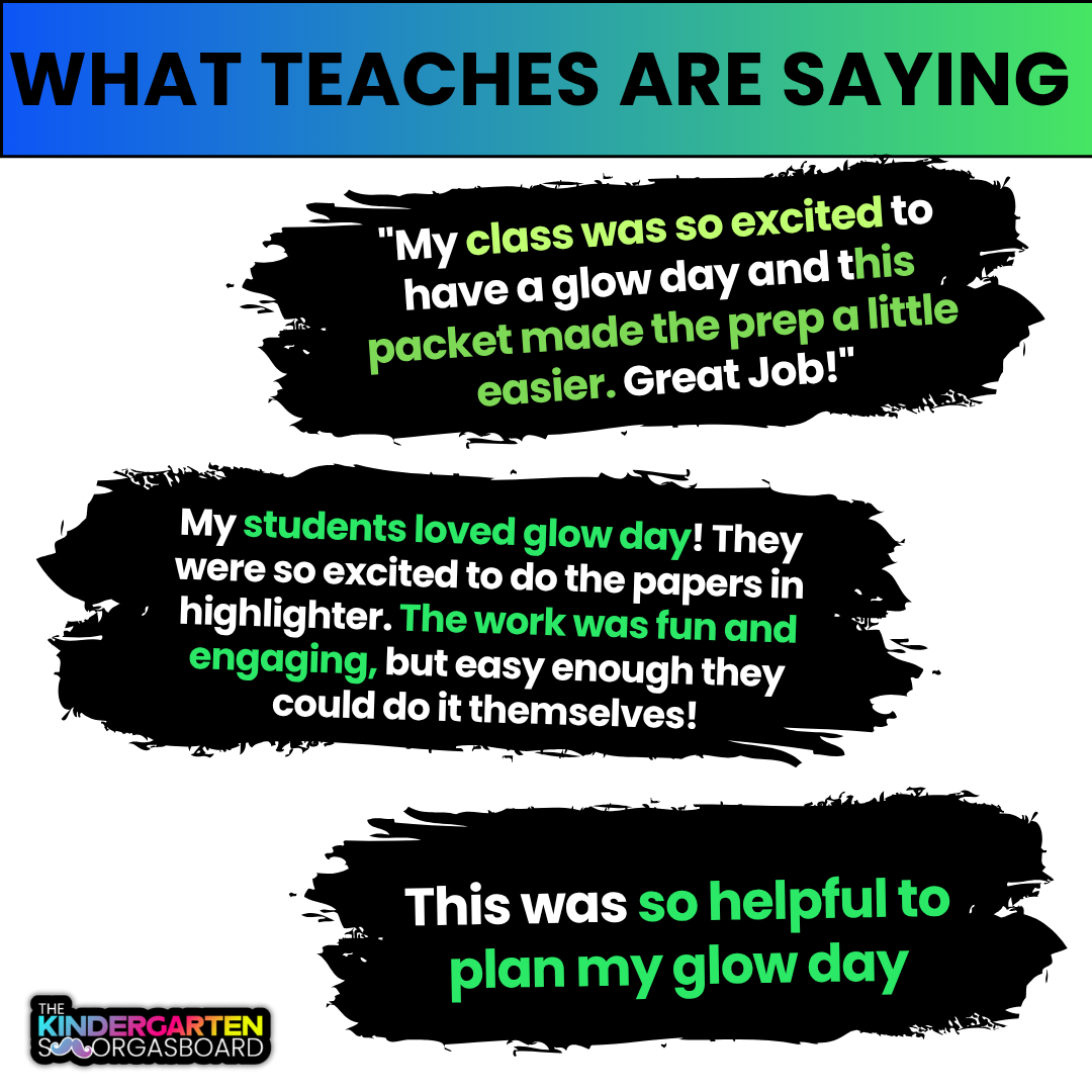 GLOW DAY! Low Prep Glow Day Activities For Math And Phonics