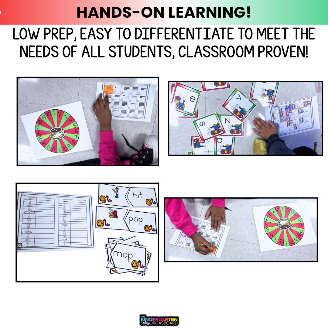 Polar Express Math, Literacy & Phonics Centers for Kindergarten