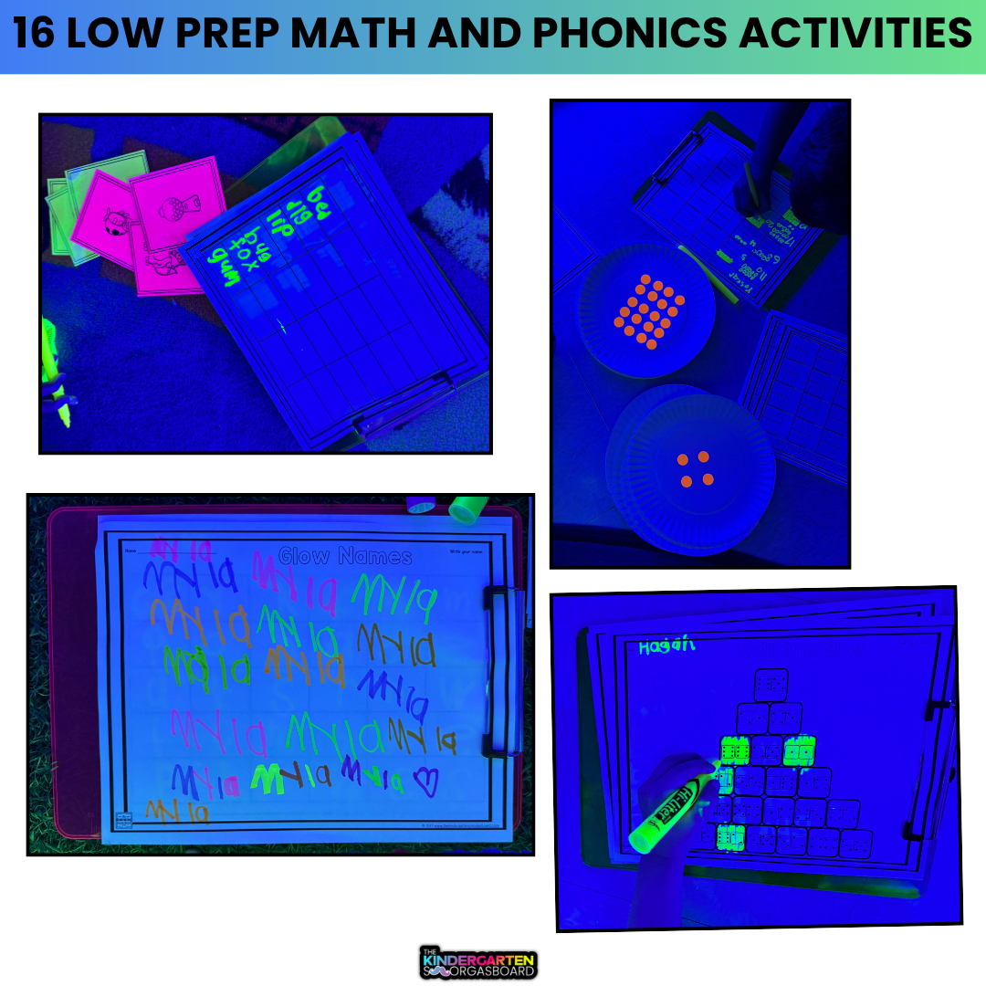 GLOW DAY! Low Prep Glow Day Activities For Math And Phonics