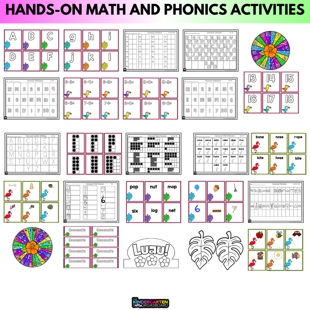 Classroom Luau Activities | Math & Phonics Activities l Decorations l Snacks