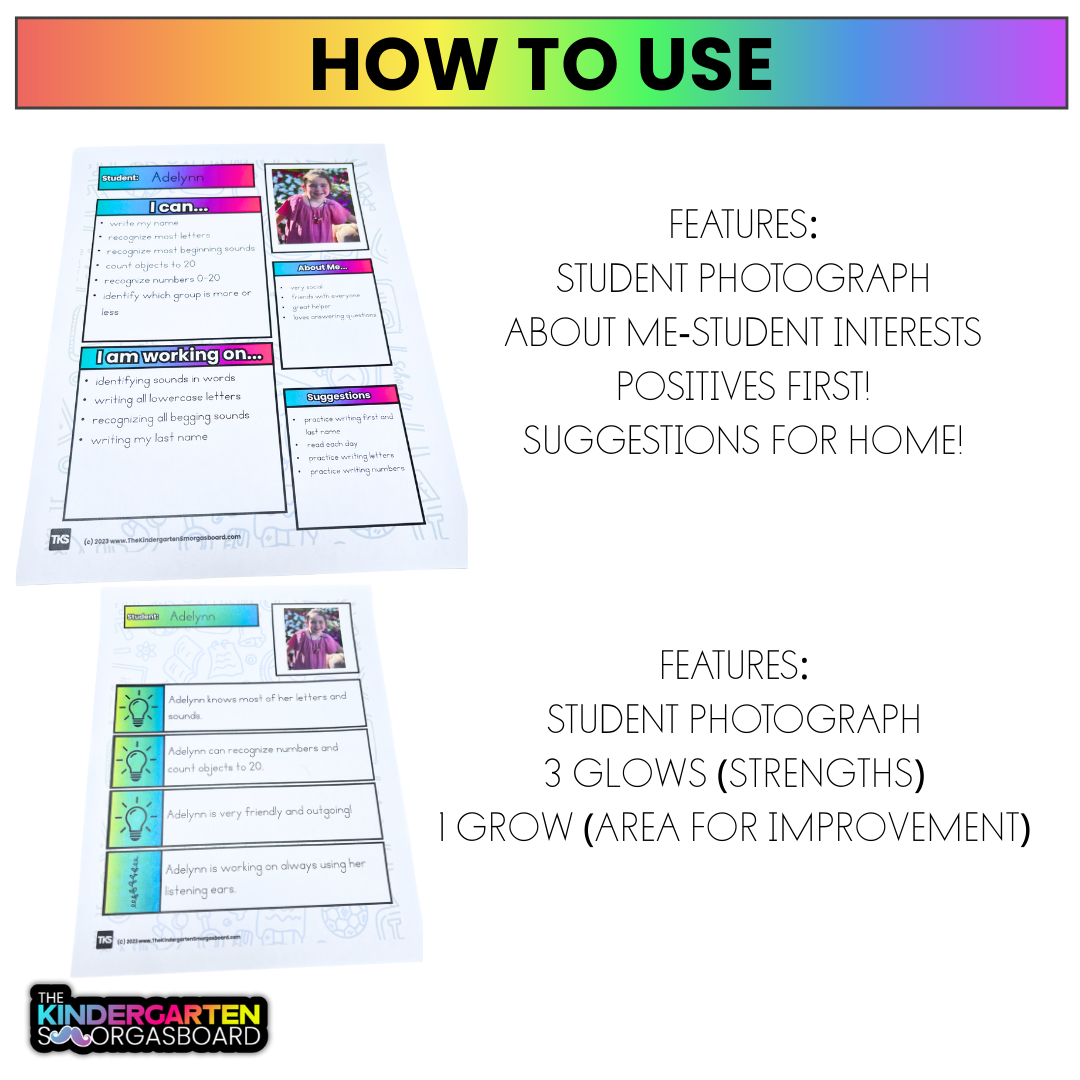 Parent Teacher Conference Forms: Editable Forms