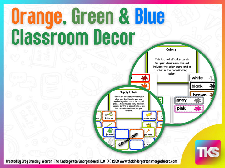 Orange Green and Blue Decorating Set