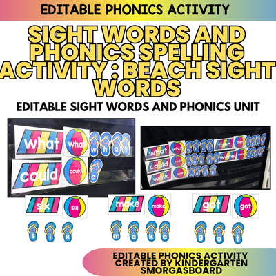Headed to the Beach Editable Sight Words