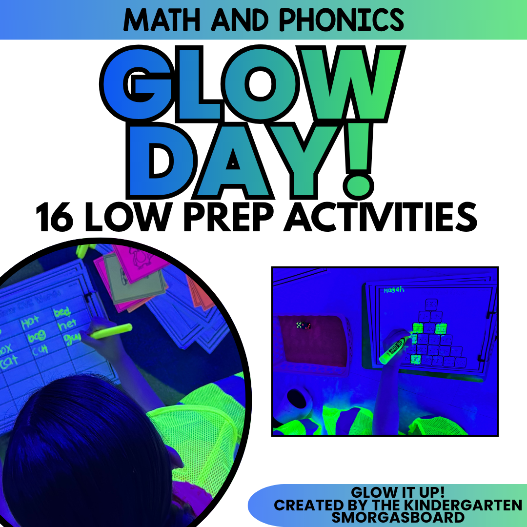 GLOW DAY! Low Prep Glow Day Activities For Math And Phonics