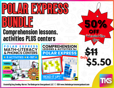 Polar Express Bundle - Comprehension Lessons, Activities, PLUS Center Activities Kindergarten