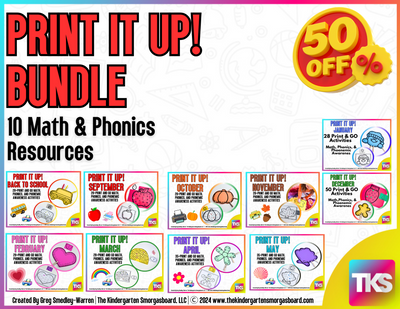 Print It Up! Bundle ELA & Math Low Prep Worksheets & Games Kindergarten