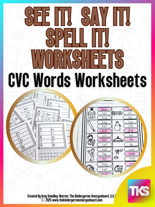 See It! Say It! Spell It! CVC Words Worksheets