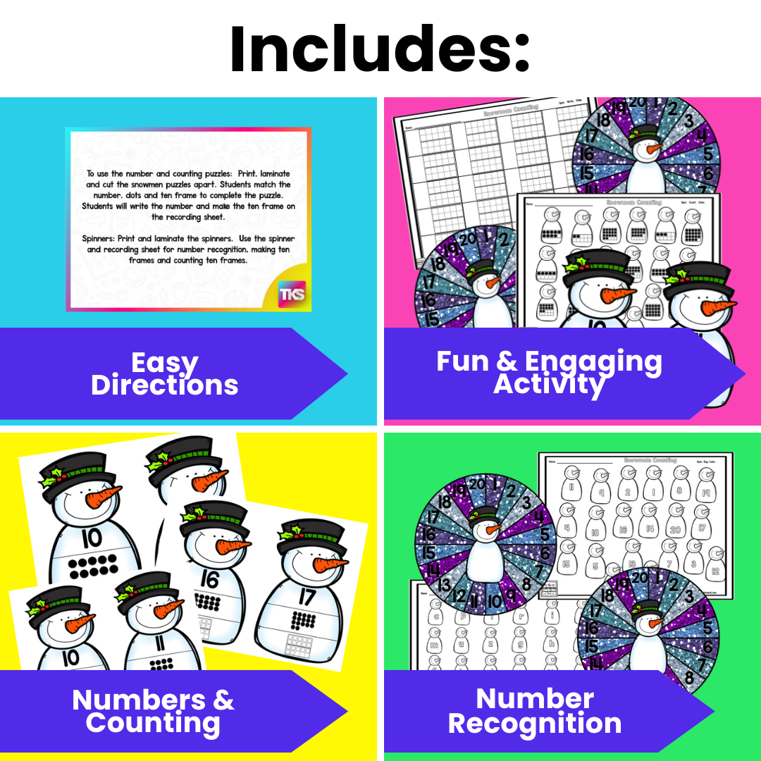 Snowman Numbers & Counting - Puzzles & Spinners