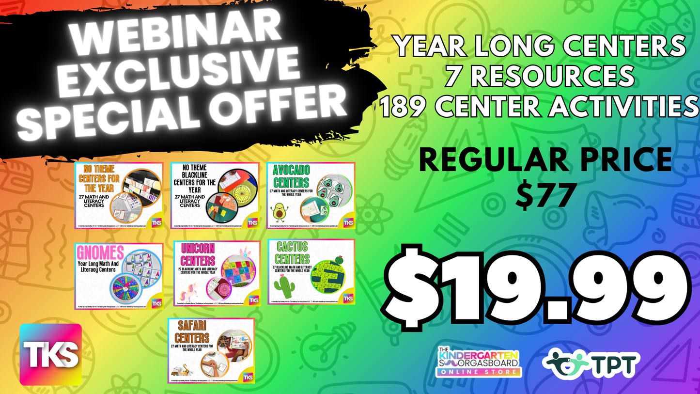 Webinar Special - Centers Without Tears - Year Long Centers Activities