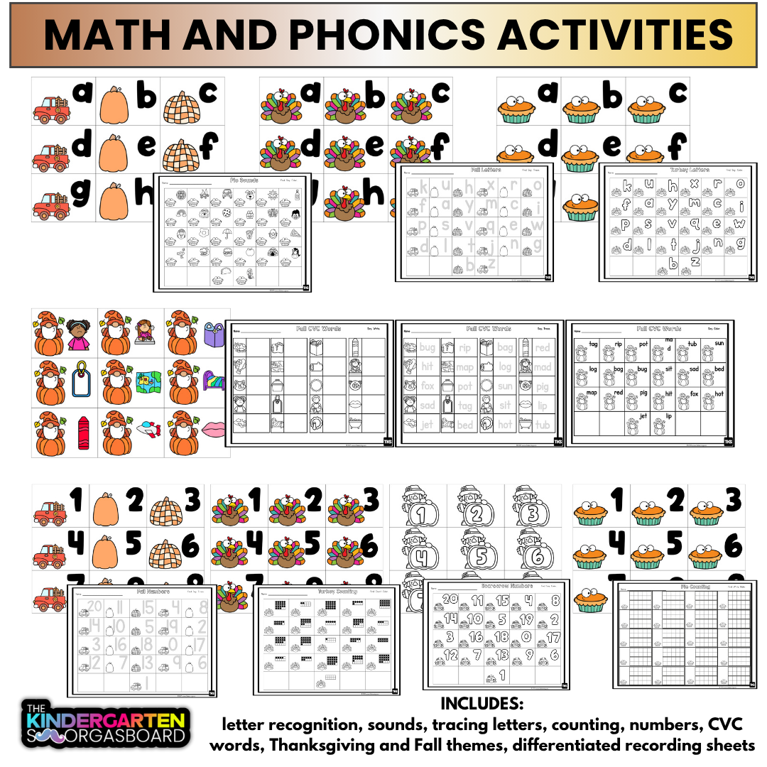 Kindergarten Sensory Bin Activities: November, Fall And Thanksgiving