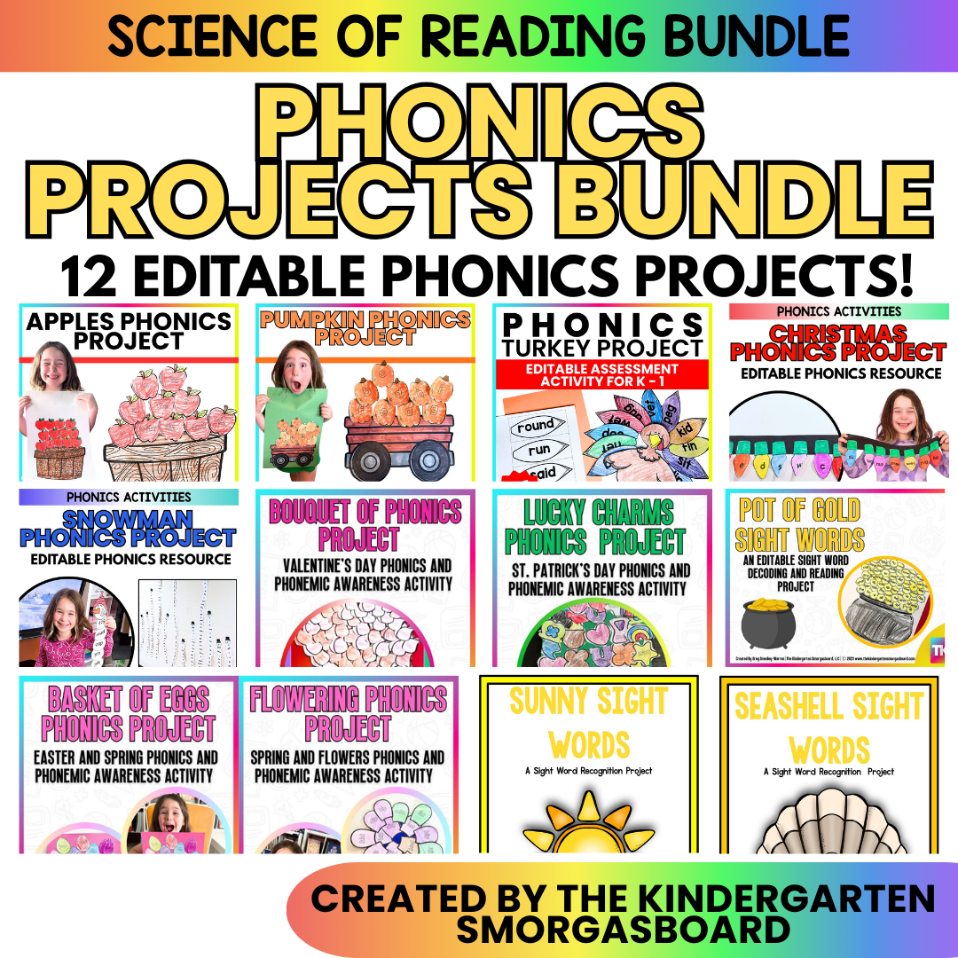 Phonics Projects: 12 Editable Phonics Activities And Door Displays!