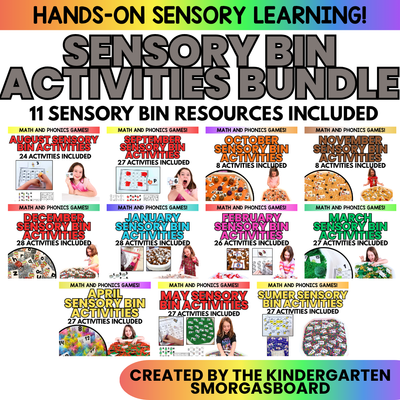 Sensory Bin Activities For The Year! Year Long Bundle! 341 Activities!